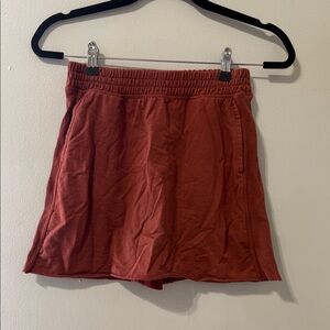 Aerie Orange Red Wine Ribbed Pull On Mini Sweatshirt Material Skirt Sz XXS